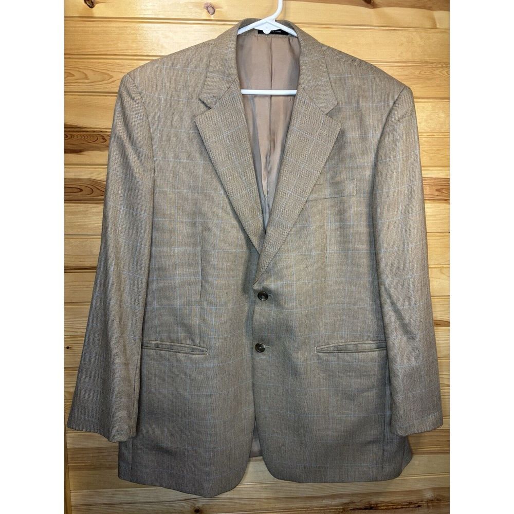 Lauren Ralph Lauren Blazer Sport Coat Mens 42R  Tan & Silk Wool 2 Button‎ Jacket